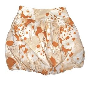 Trina Turk‎ silk blends bubble hem skirt White Yellow gold floral blend mini 2